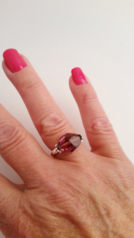 Swarovski Crystal Sterling Silver Stretch Ring by Studio4150