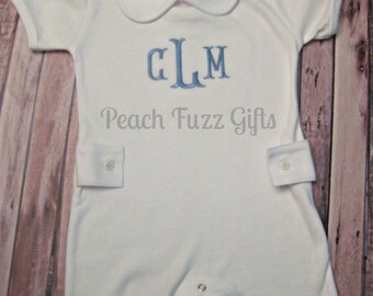 Monogram Romper, Organic Cotton Baby Clothes, Baby Boy Romper, Personalized Romper