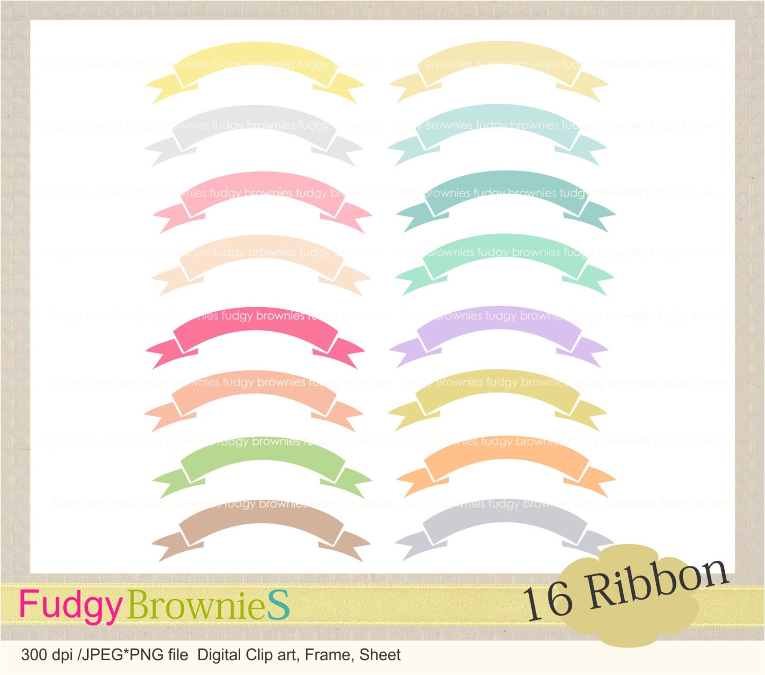 ON SALE ribbon clip art Pastel Banners clip art Ribbon