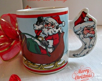 The Love Mug Coffee Cup Mug Santa Claus Sleigh Reindeer Christmas Eve 1989