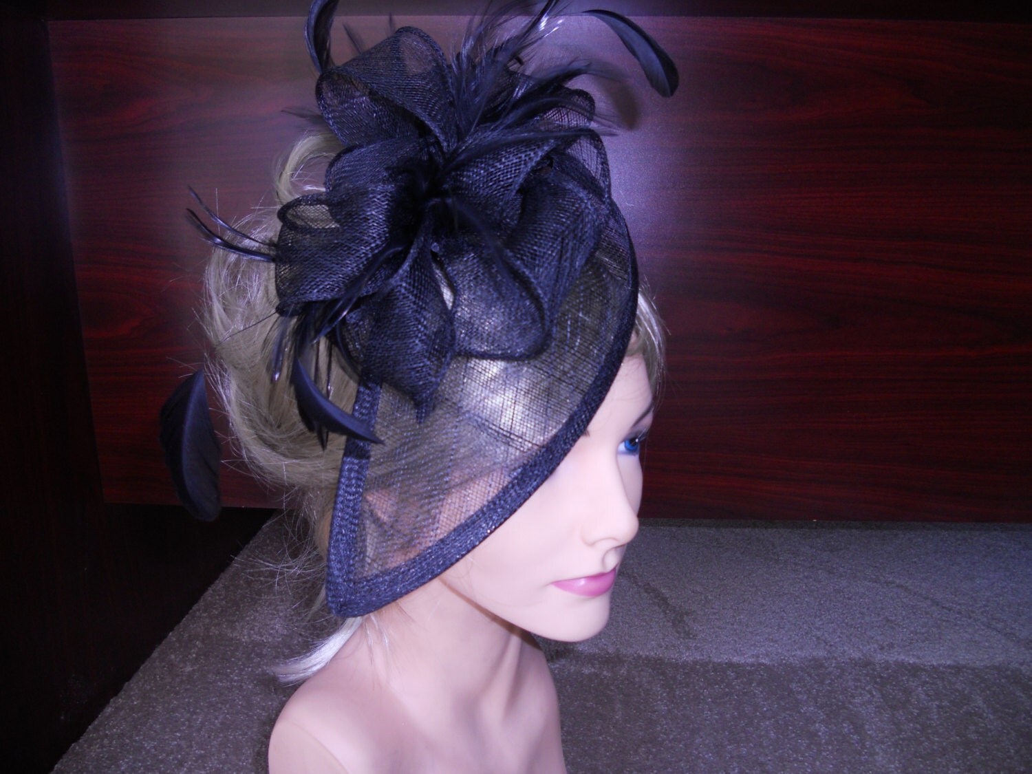 Black Fascinator By Realhousewifehats On Etsy