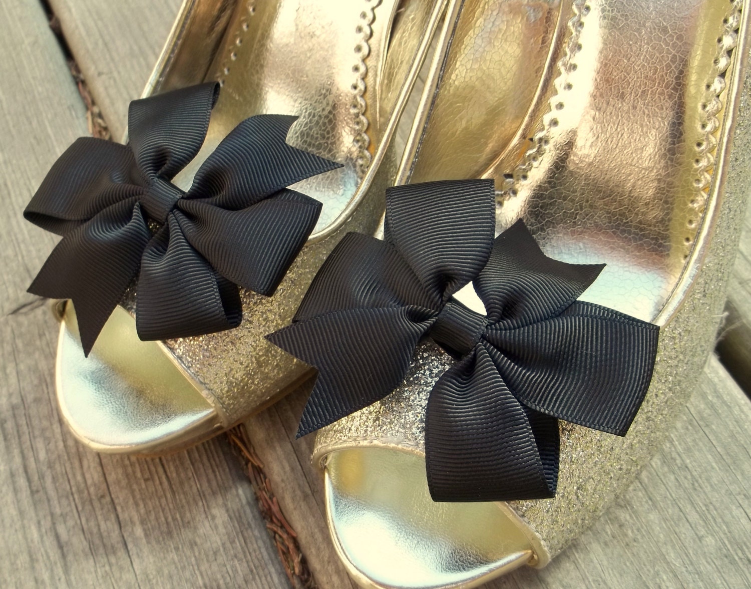 Wedding Shoe Clips Bridal Shoe Clips Bow Shoe Clips Black