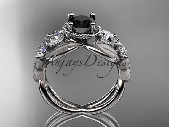 platinum diamond floral leaf and vine wedding ring