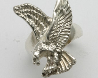 Vintage 925 Sterling Silver Eagle Men's ring Large Solid Estate