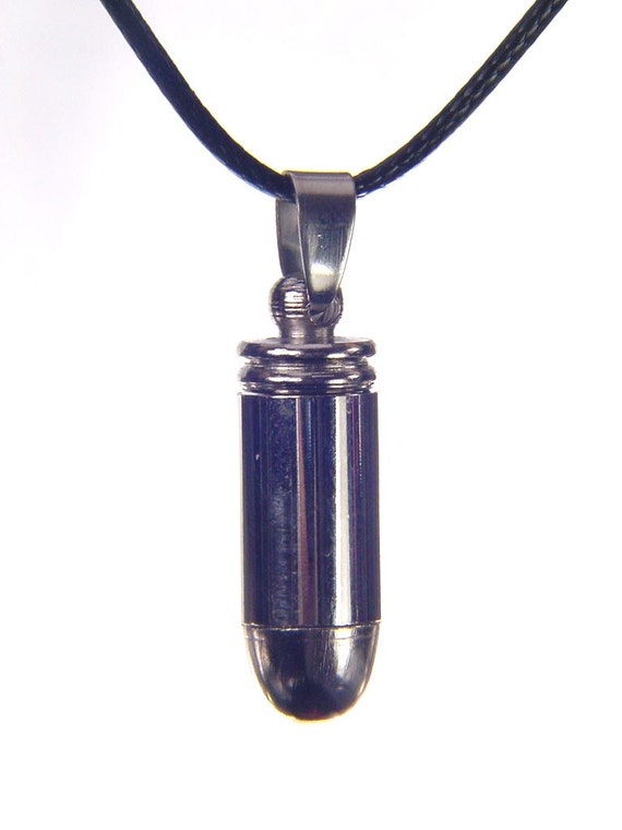 Stainless Steel Bullet Cartridge Pendant Necklace Pill by butw