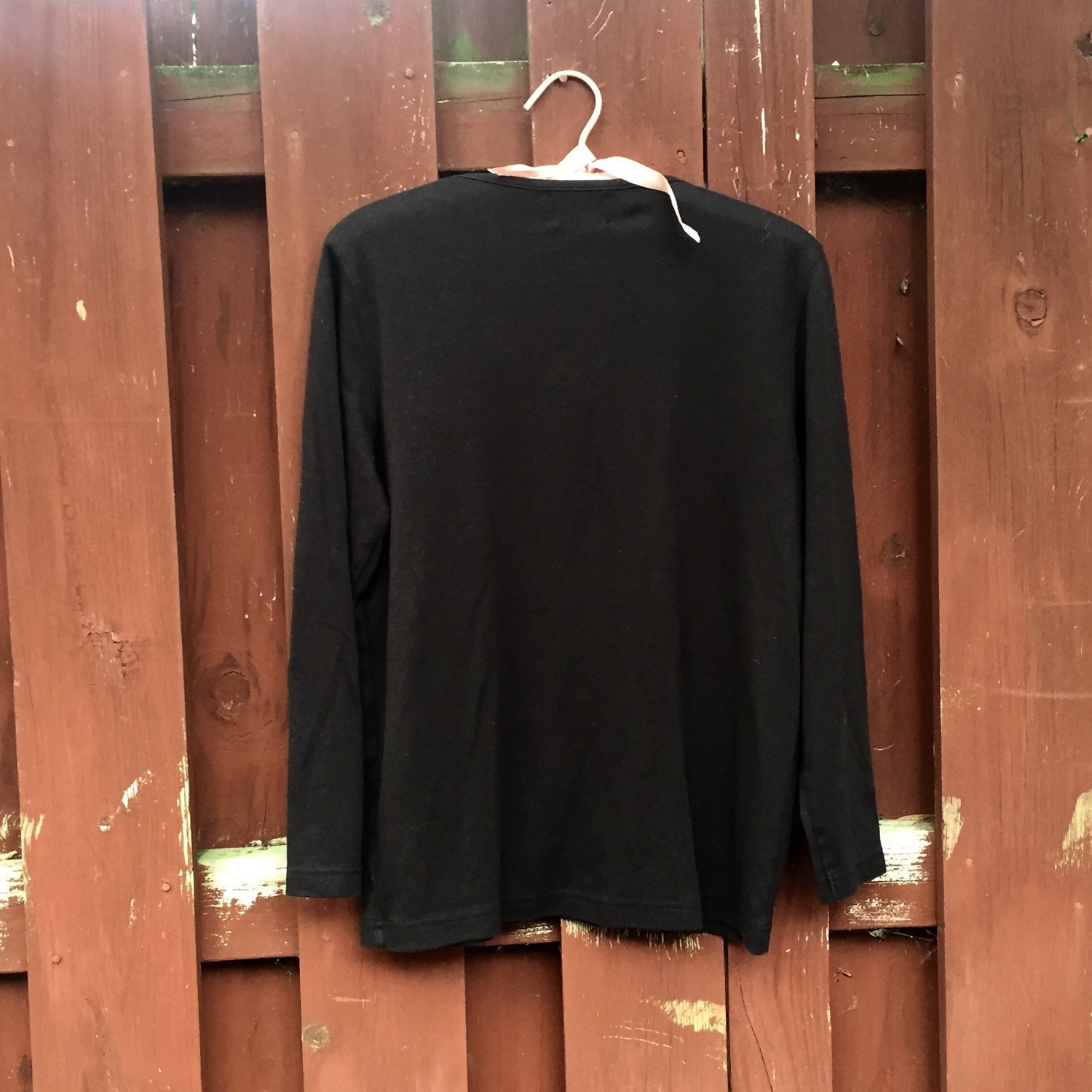 Vintage Long Sleeved Black Snowman T Shirt Size Medium