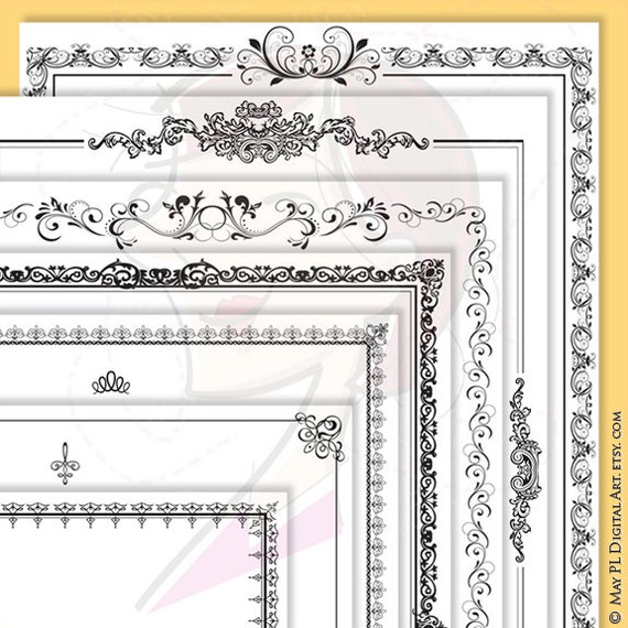 Download Page Borders Frames Black 8 x 11 Rectangle Digital VECTOR