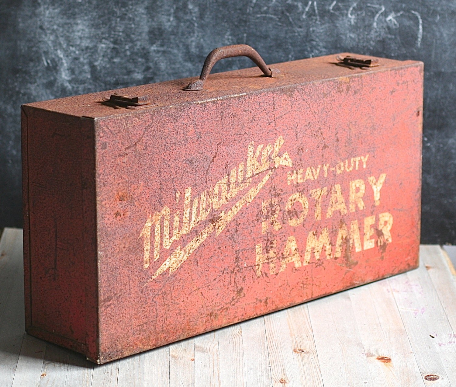 Vintage Milwaukee Rotary Hammer Drill Case Old Rusty Heavy