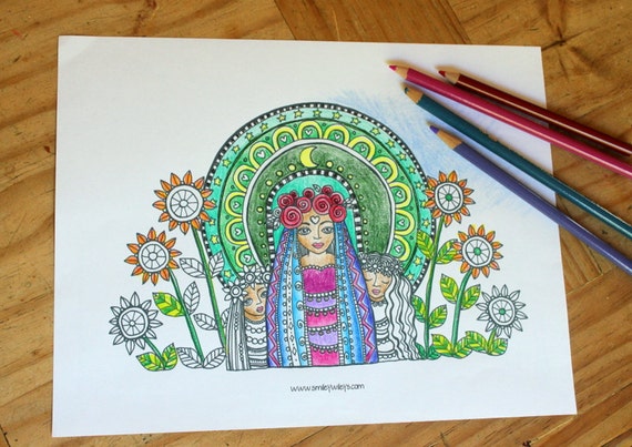 Gypsy Coloring Page Printable Instant Download Coloring