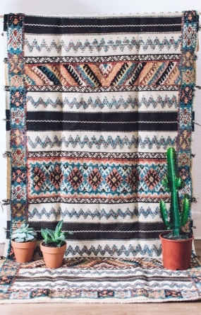 Moroccan Vintage Glaoui Berber Rug - Flatweave Kilim Bohemian