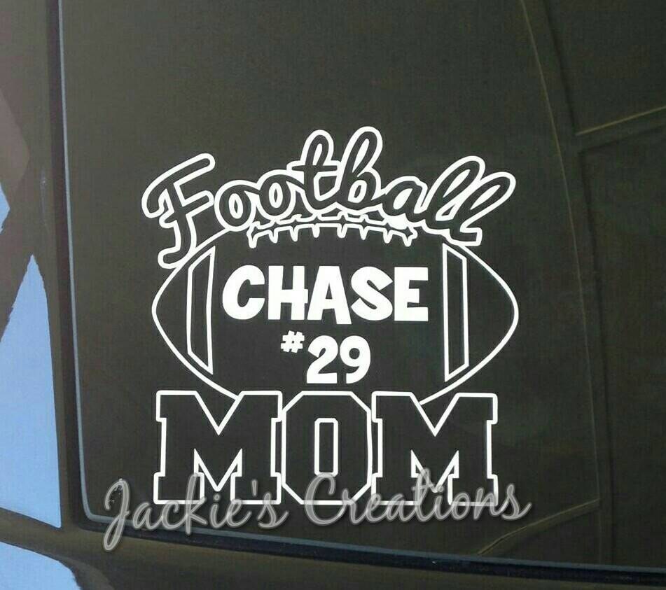 Football Mom Decal With Name And Number Custom Sports Decal 4222