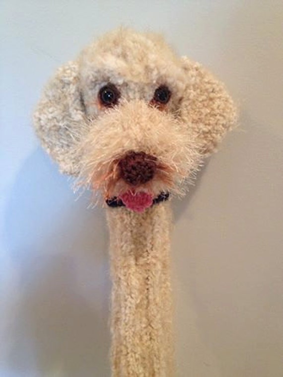 Hand knit Labradoodle dog golf club cover golf sock by karenshines