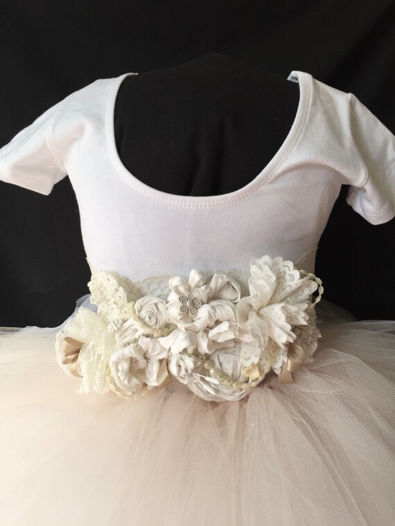 Blush White Flower Girl Dress by Bowsbaublesandbeads on Etsy