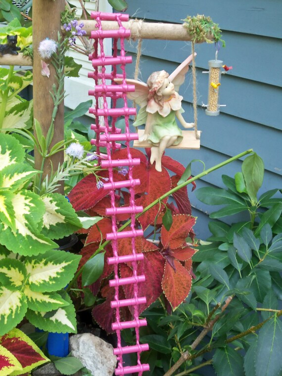Mini Fairy Garden Wood Rope Ladder or mini Fencefairy
