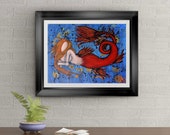 Mermaid Found Signed Art Print of Original Sold Painting By Rafi Perez