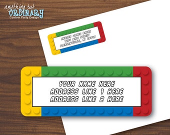 EDITABLE Building Blocks Address Labels, Avery Compatible Return Address and Mailing Labels, INSTANT DOWNLOAD, digital printable file