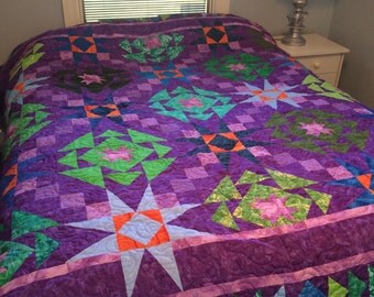 purple wedding ring quilt top