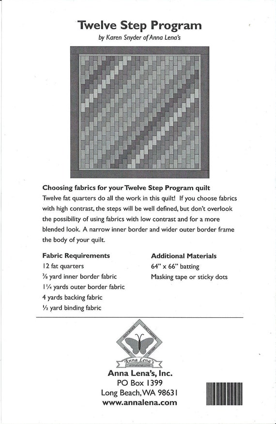 Twelve Step Program Quilt Pattern DIY Design By Karen Snyder