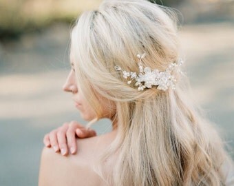 Rose Gold Headpiece, VIOLA Rose Gold Bridal Hair Comb, Swarovski Crystal Rose Gold Comb, Diamante Wedding Comb, Rosegold Bridal Hair Comb