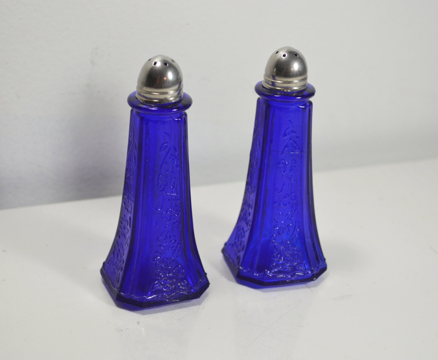 Cobalt Blue Glass Salt and Pepper Shakers by oldchurchstore