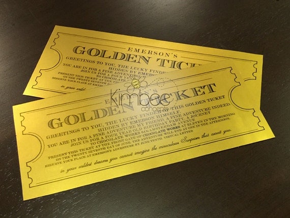Custom GOLDEN Ticket Invite & Printed GOLDEN by KimbeeConcepts