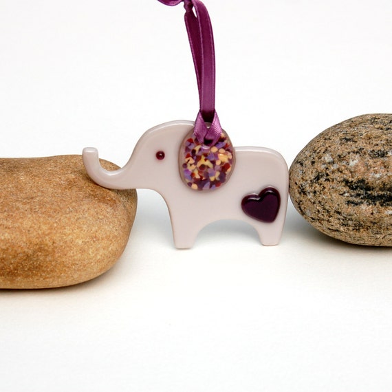 Fused Glass Elephant Ornament by buffaloartglass on Etsy