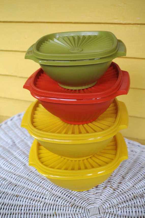Vintage 1970s Tupperware Storage Container Set 4 by retrowarehouse