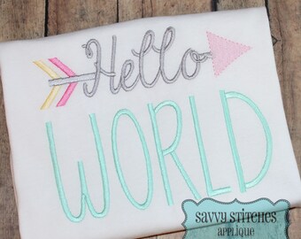 Hello World Embroidery Design