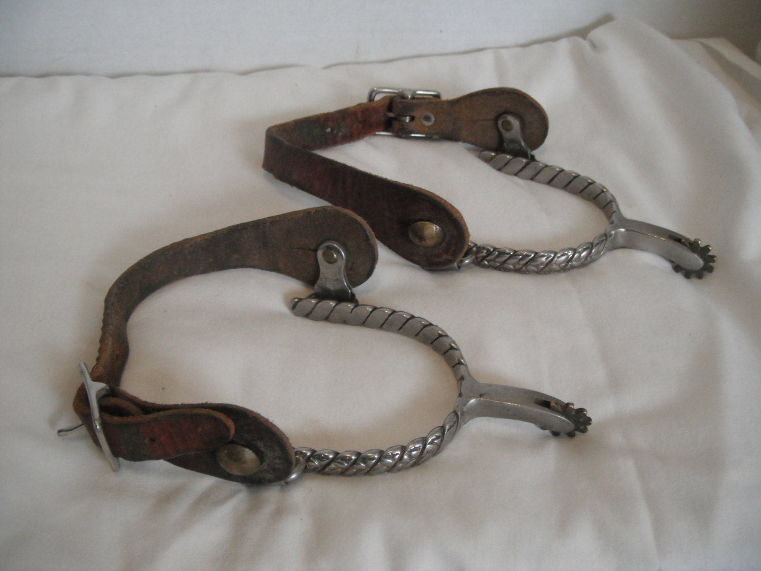 Vintage tooledleather boot spurs mens