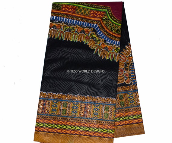 Quality Black African Fabric/ Dashiki Fabric/ by TessWorldDesigns