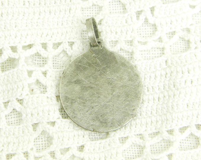 Vintage French Religious Silver Medal Saint Joseph and Baby Jesus / Christian / Religion Charm Journey / Catholic / Catholic / Church