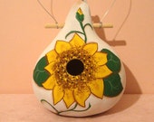 Sunflower Kettle Gourd Birdhouse, X-Large, Handpainted (GBHC443)