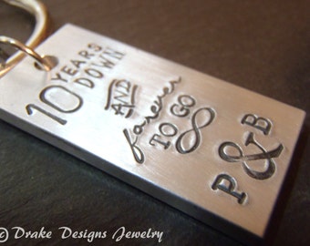 personalized keychain tradional aluminum 10 year anniversary gifts for him or her 10th anniversary gifts for men or women