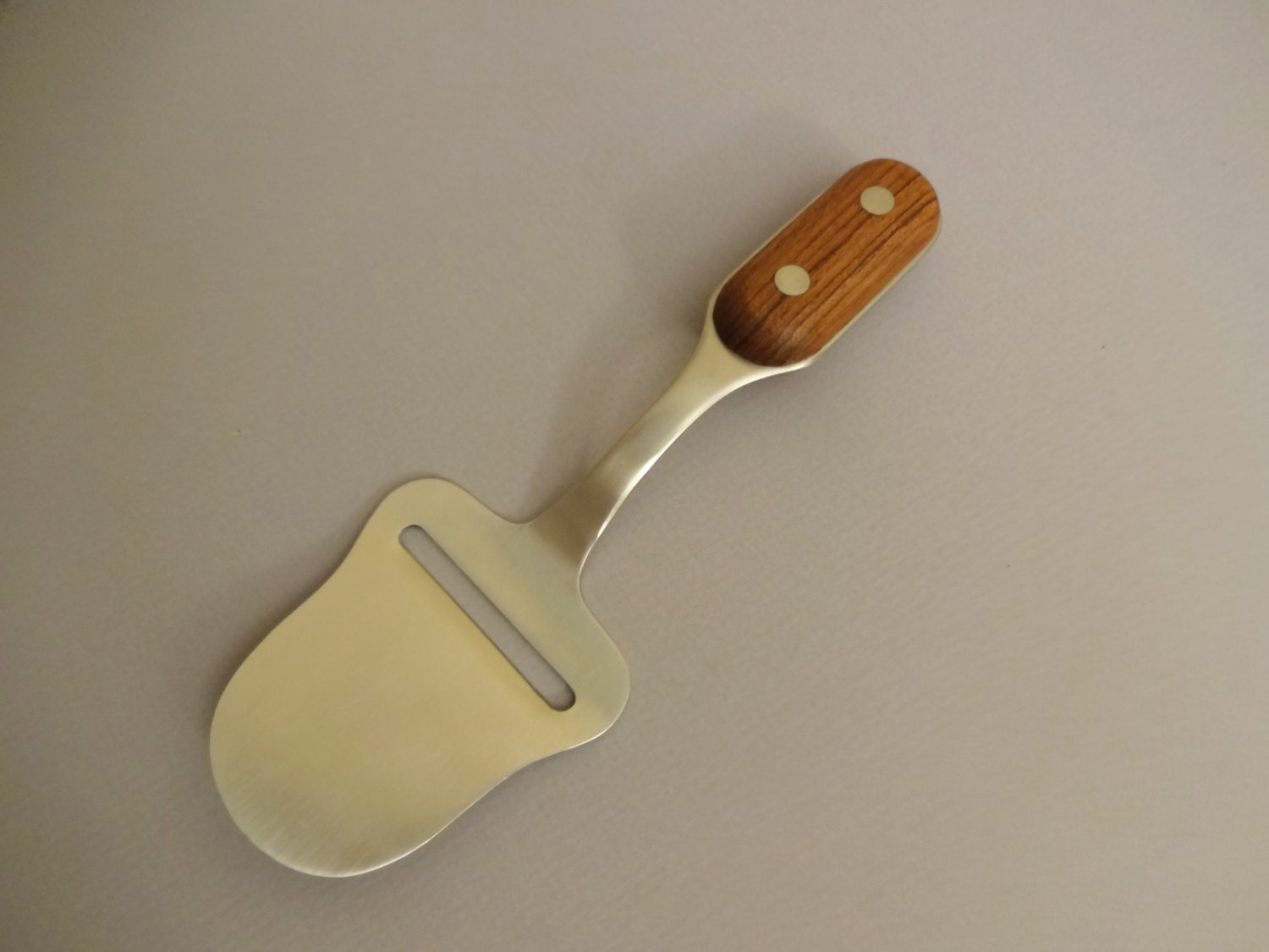 Mid Century Modern Cheese Slicer Danish Modern Stainless and Teak