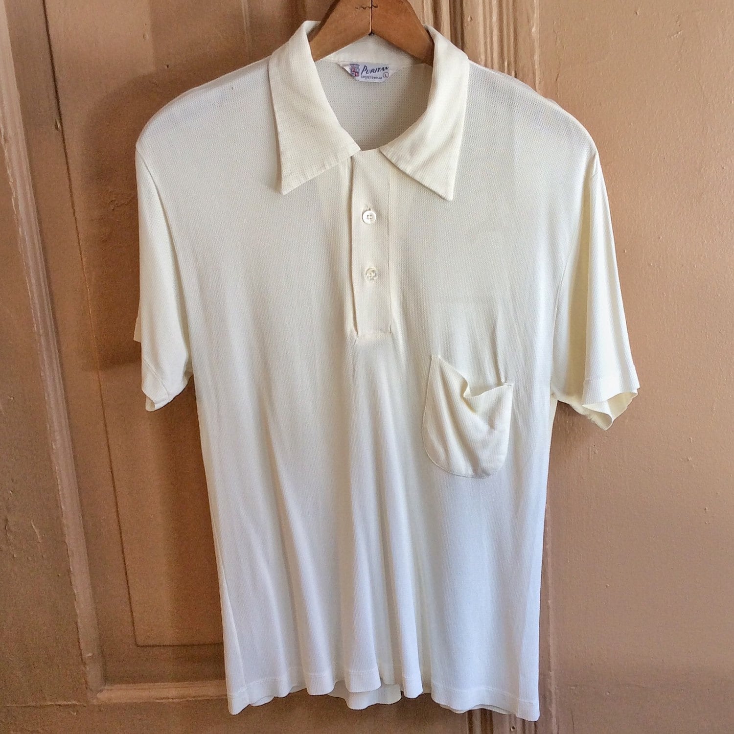 Vintage 1950s White Loop Collar Polo Shirt by Puritan