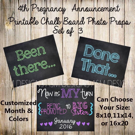 4th Pregnancy Announcement Printable Chalk Board Photo Props