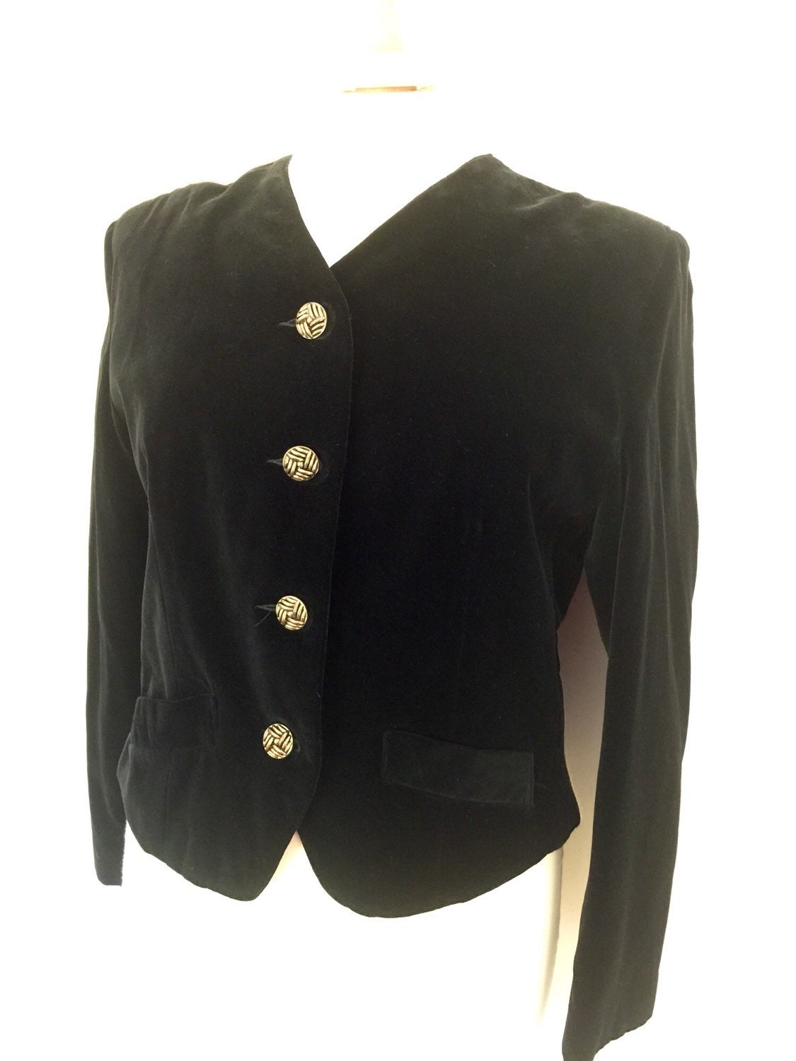 Vintage velvet jacket Black Liberty of London waist coat Gold buttons ...