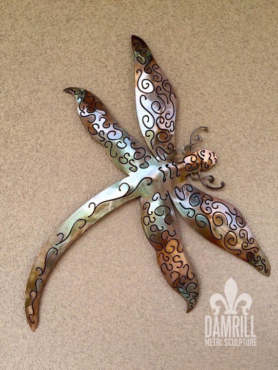 Dragonfly Metal Art Handmade Coppered by DamrillMetalArt on Etsy