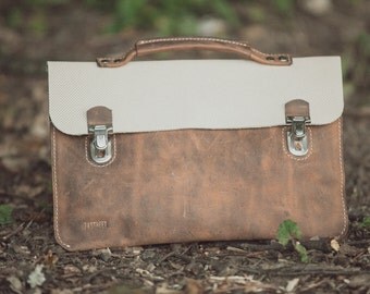 A briefcase, a clutch, a handbag. All in one bag. Full grain leather bag,Leather bag, leather clutch, hand bag, leather bag
