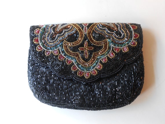 black beaded clutch evening bag