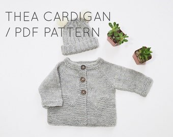 Thea Cardigan PDF Download // Baby Cardigan Sweater Knitting Pattern - Knitted Sweaters - Easy Knitting Patterns - Baby Knitwear Patterns