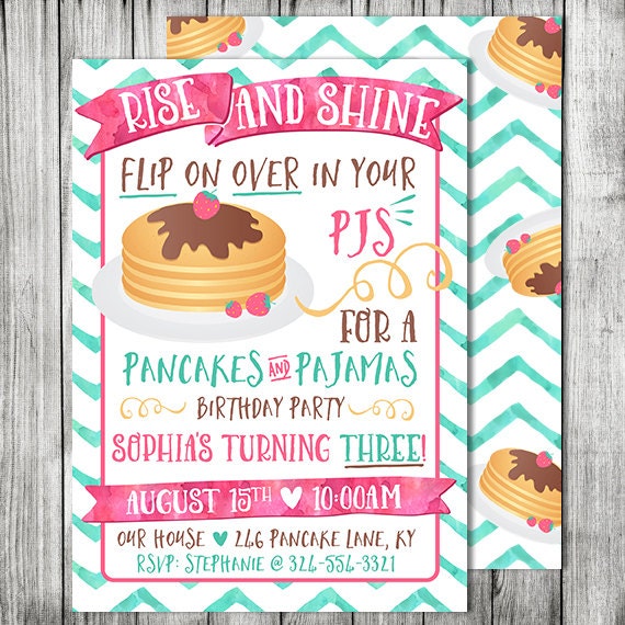 Pancakes And Pajamas Party Invitations 5