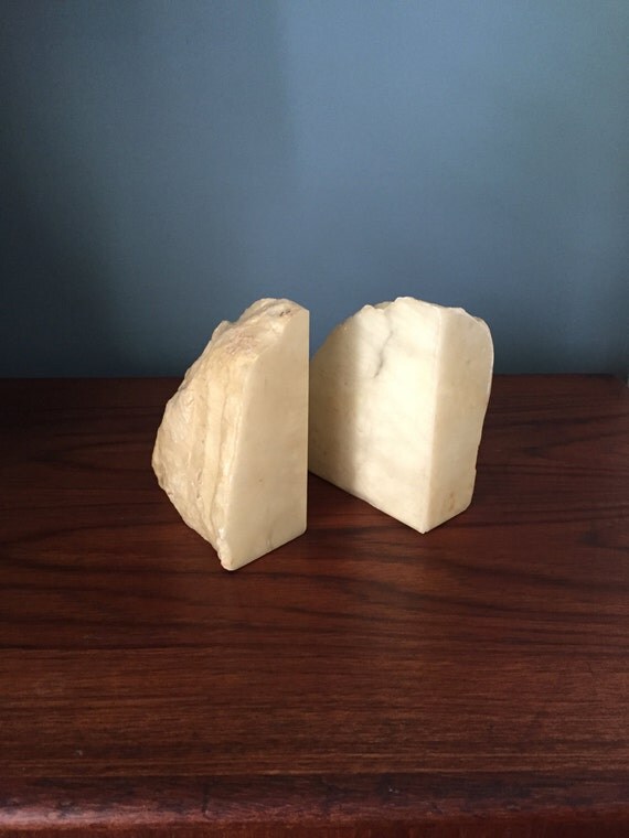 Vintage Italian Alabaster Bookends by Norleans Made in Italy