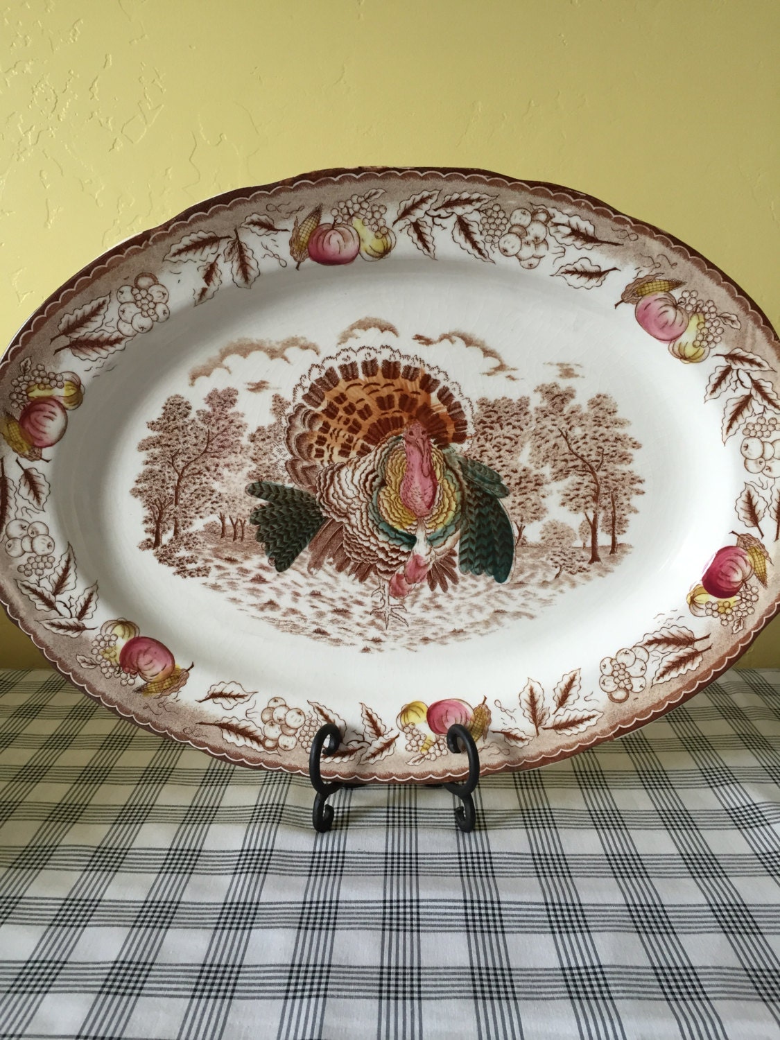 Vintage Transferware Turkey Platter Marked “Japan” Haute Juice