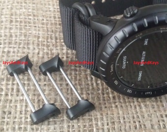 JaysAndKays® Fixed Lugs™ Adapters (Screwbar End) for Suunto Core to use NATO or Zulu Strap All Black Maroon 5-ring PVD