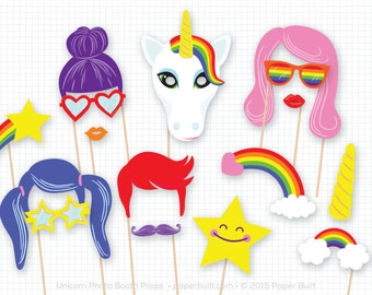Unicorn Party, Photo Booth Props, Unicorn Birthday, Photobooth Props, Unicorn Photo Prop, Rainbow Colors, Unicorn Baby Shower, Magical, Star