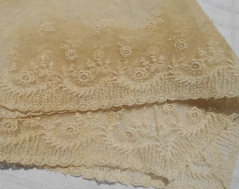 Victorian Collar Applique Floral Tulle Embroidered Supply French Off White Cotton Sewing Project #sophieladydeparis