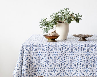 Mosaic Stone Washed Linen Tablecloth