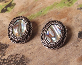 Vintage Silver Abalone Earrings Coro Jewelry Repurpose Reuse Wear