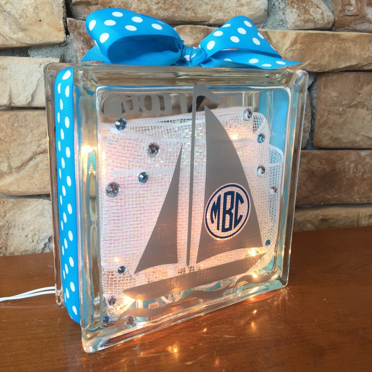 Monogrammed Sailboat GemLight Personalized Nautical GIft